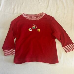 Roots Baby - Red Long Sleeve Tee with Striped Cuffs